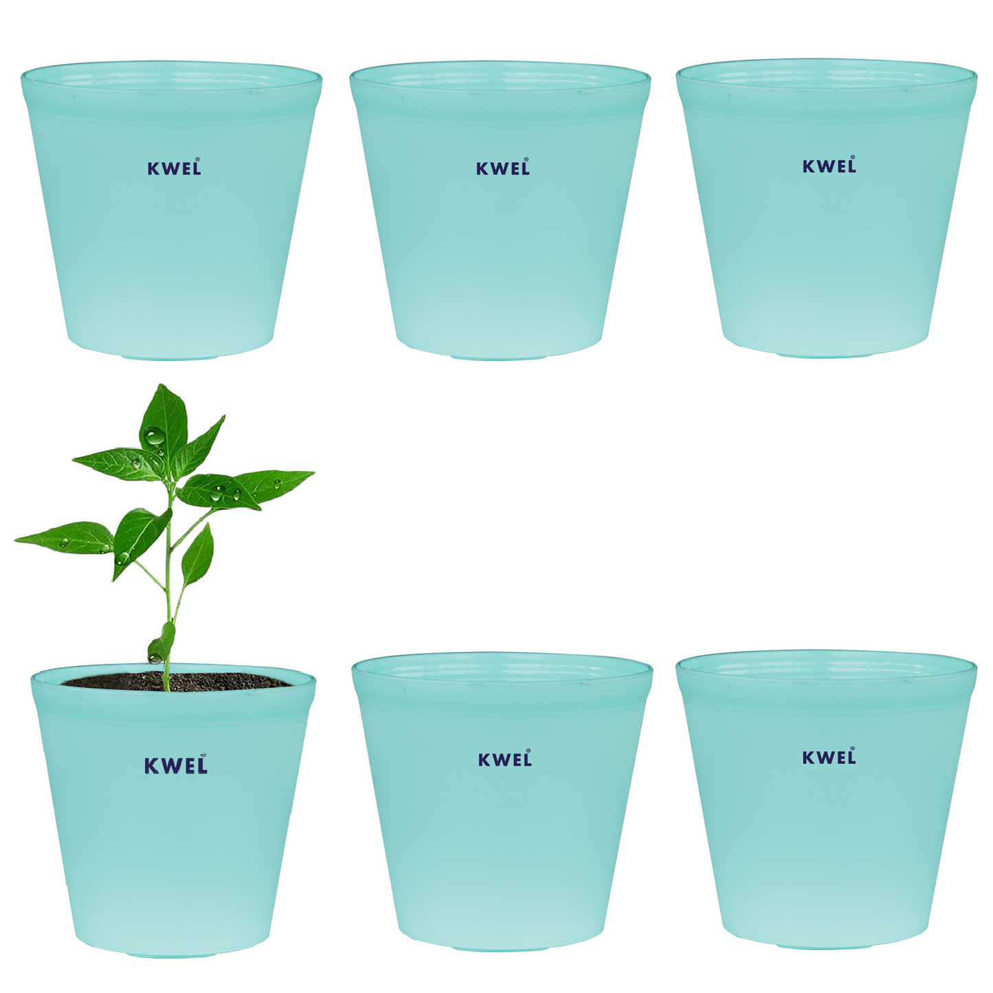 KWEL N Pot for Home Garden | Planters for Outdoor Balcony and Nursery | Flower Planting Pots Aqua (Pack of 6)
