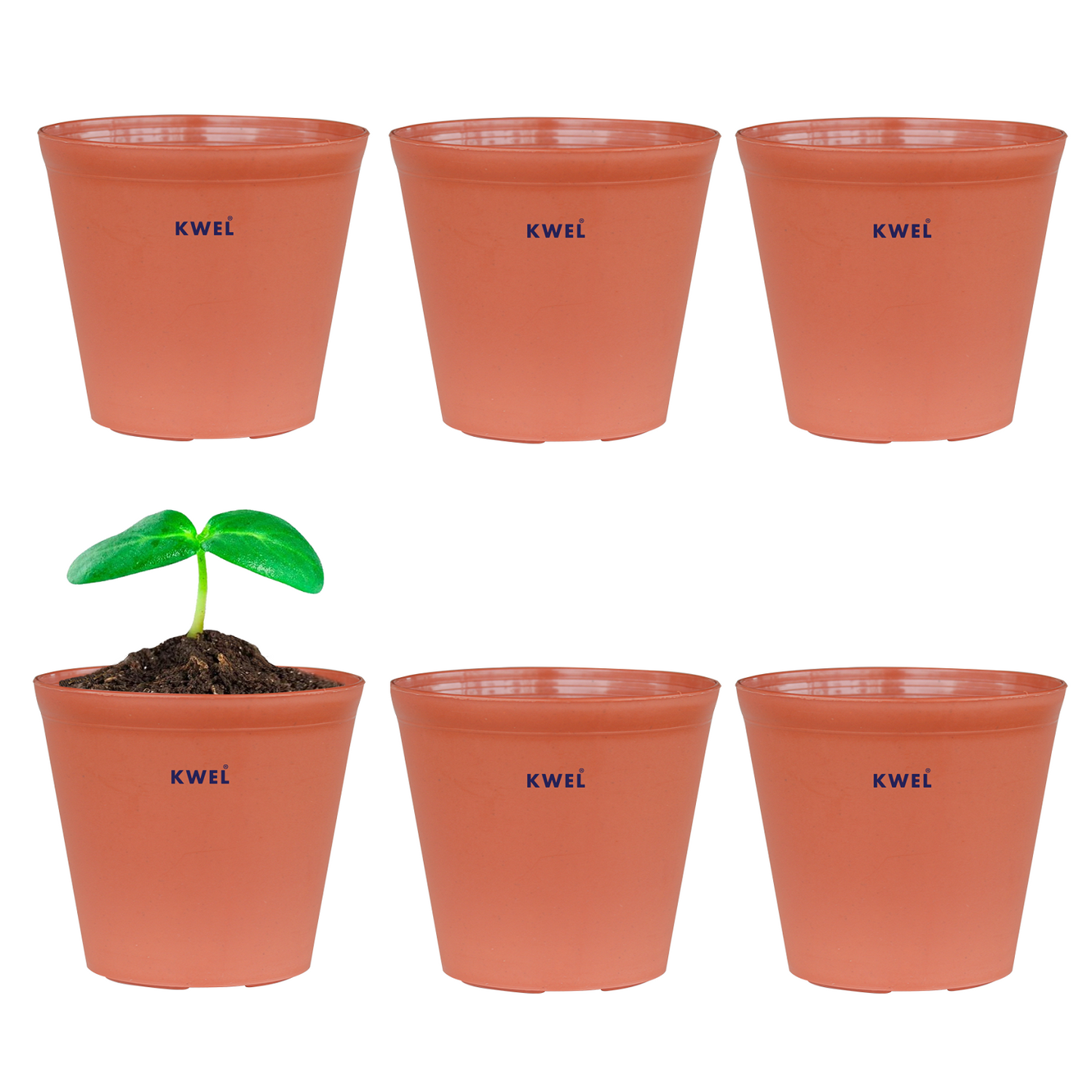 KWEL N Pot for Home Garden | Planters for Outdoor Balcony and Nursery | Flower Planting Pots Brown (Pack of 6)