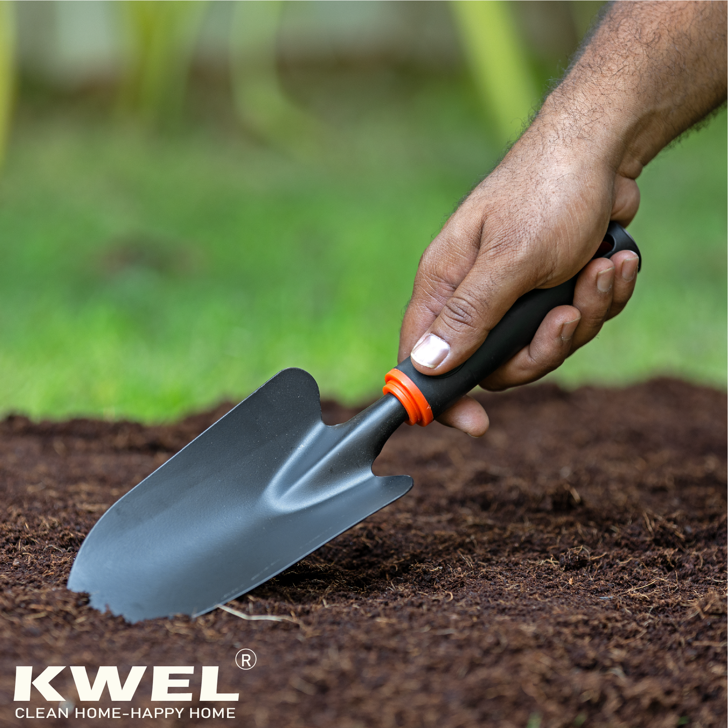 KWEL Garden Tools for Home Gardening,Trowel big, 5teeth rake, Metal Heads and Ergonomic Handles, Tools Kit Set (Multi)