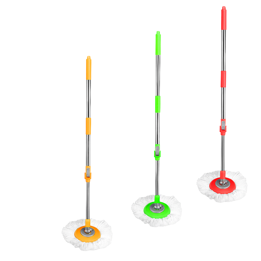 KWEL 180ยฐ Rotating Mop Stick โ Without Bucket with Removable Microfiber Refill & Extendable Handle Rod Compatible, Durable & Ideal for Effortless Mopping (Multicolor - Pack of 1)
