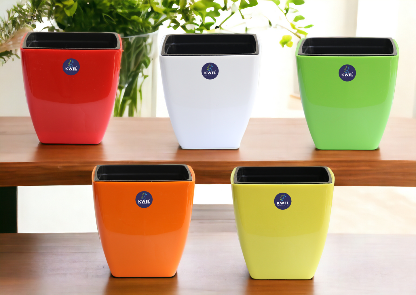 KWEL Daisy Self Watering Flower pots 5β Virgin Plastic Indoor Outdoor Balcony Flower Pot with Outer and Inner Flower Pot Pack of 4