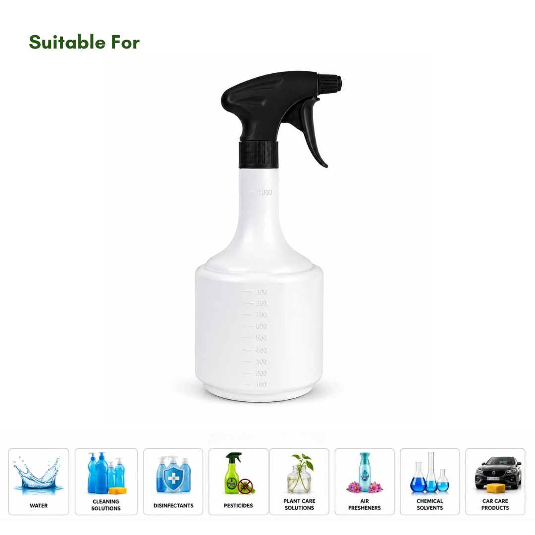 KWEL 1 Litre Heavy Duty Spray Bottle with Adjustable Mist & Jet Nozzle | Multipurpose Trigger Sprayer