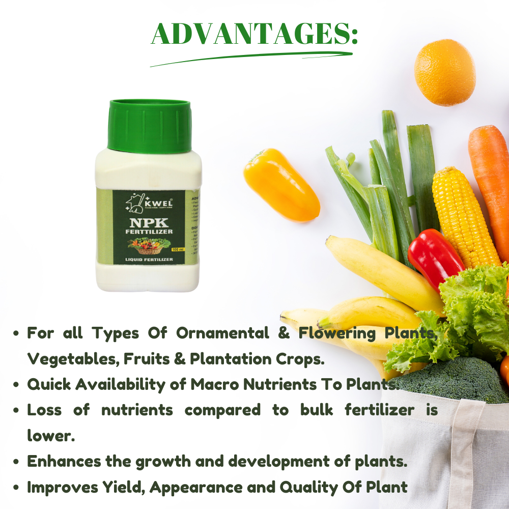 KWEL NPK Nitrogen Powder Potassium Phosphorus Fertilizer, 100ml (Pack of 1) with 10ml Measuring Cup 1 Piece
