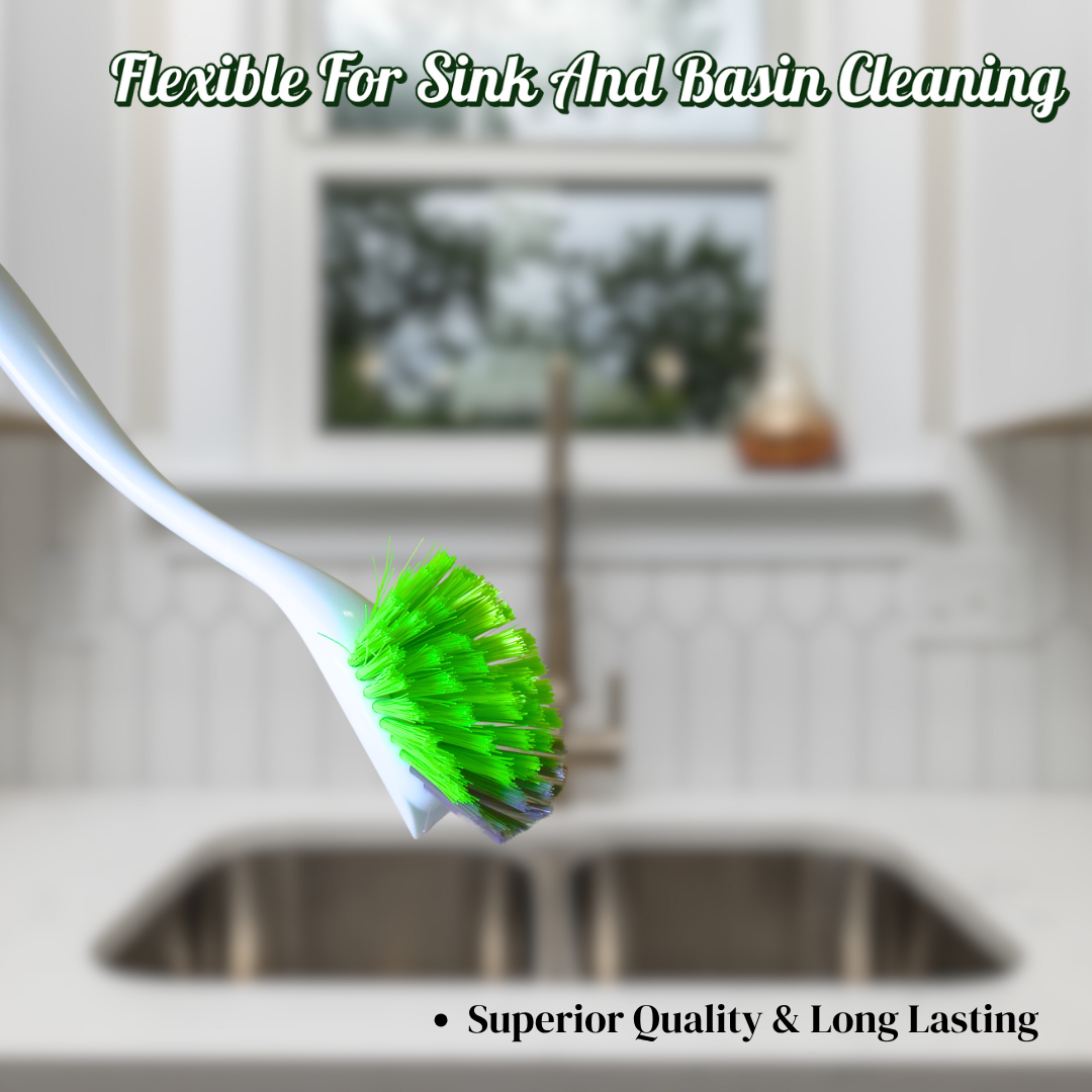 KWEL Plastic Dishwashing, Wash Basin, Sink Cleaning Brush Kitchen Cleaning Sink Brush (Multicolor, Pack of 2)