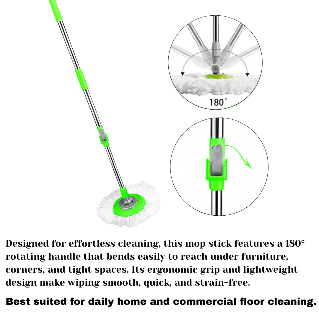 KWEL 180ยฐ Rotating Mop Stick โ Without Bucket with Removable Microfiber Refill & Extendable Handle Rod Compatible, Durable & Ideal for Effortless Mopping (Multicolor - Pack of 1)