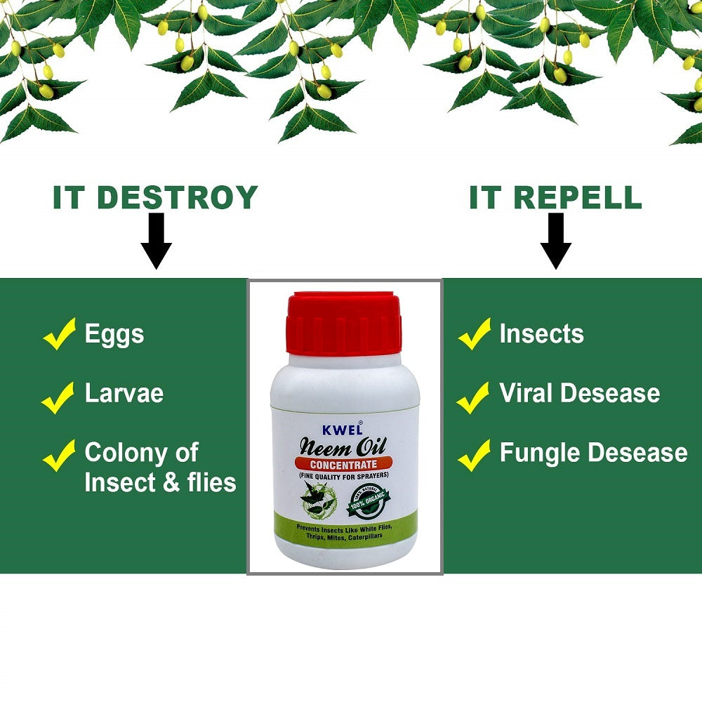 KWEL 100ml Neem Oil for Plants Organic eco-Friendly Pesticide to Reduce with Complete Plant Nutrient Contains Essential Plant nutrients 75ml (Pack of 1)