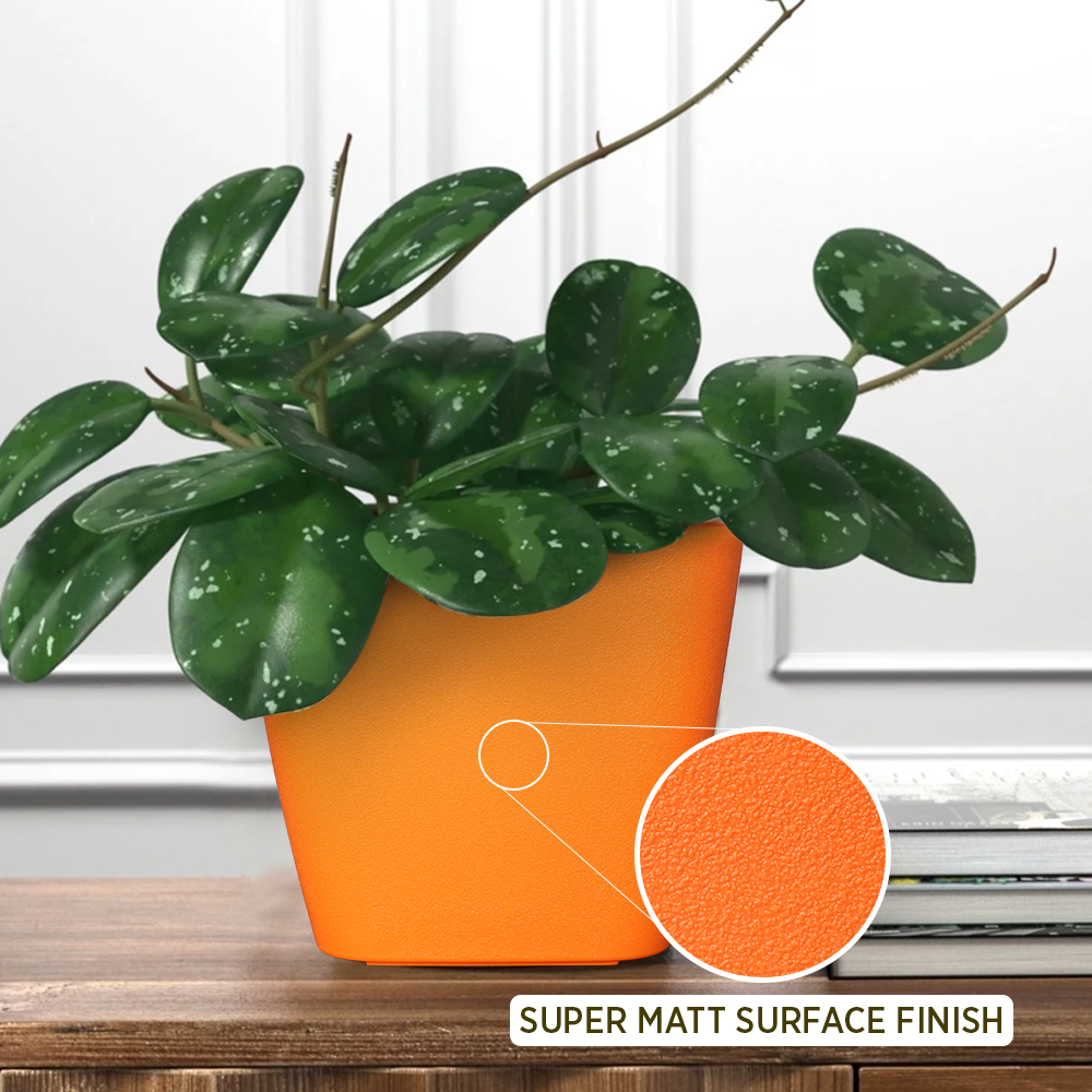 KWEL Daisy Pot Plastic Attractive Pot for Home Garden with Inner Tray Self Water Mechanism Size 12 Inch- Pack of 3 (Orange)