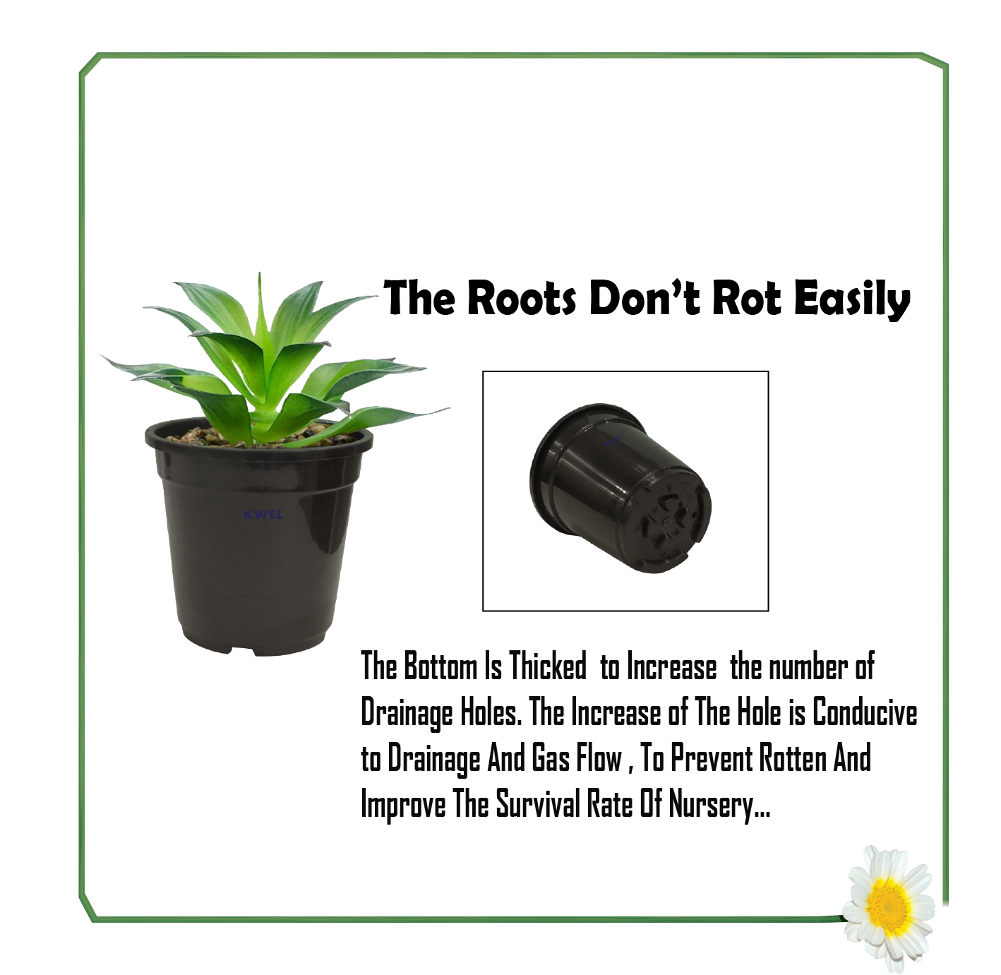 KWEL N Pot for Home Garden | Planters for Outdoor Balcony and Nursery | Flower Planting Pots Size 6" Black Color