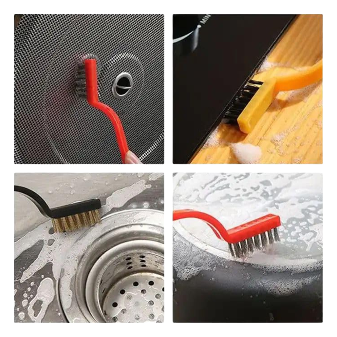 KWEL 3-in-1 Mini Wire Brush Set Brass, Nylon & Stainless Steel Bristles | Heavy-Duty Cleaning Brushes for Kitchen Gas Stove, Grill, Rust, BBQ & Metal Surface Cleaning Tool Kit (Pack of 6)