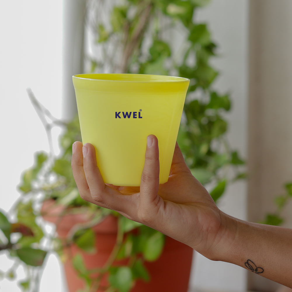 KWEL N Pot for Home Garden | Planters for Outdoor Balcony and Nursery | Flower Planting Pots Yellow (Pack of 6)