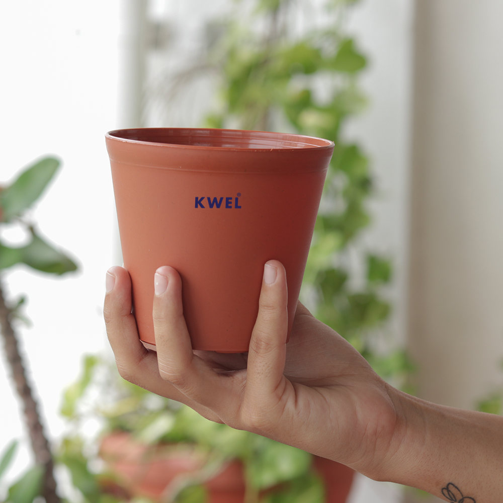 KWEL N Pot for Home Garden | Planters for Outdoor Balcony and Nursery | Flower Planting Pots Brown (Pack of 6)