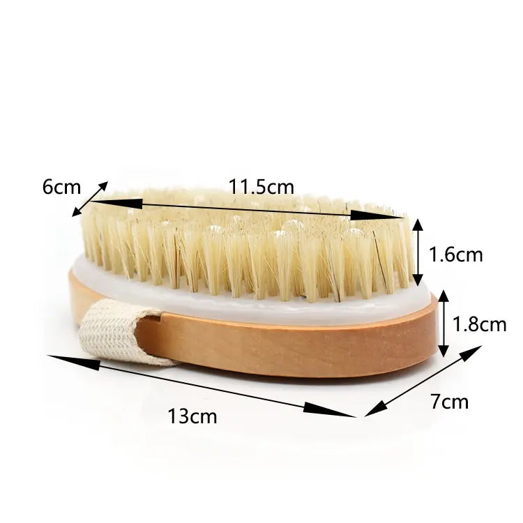 KWEL Wooden Bath Brush for Dry brushing | Wet and Dry Bath Brush for Cellulite and Lymphatic, Suitable for all Skin Types (Oval)
