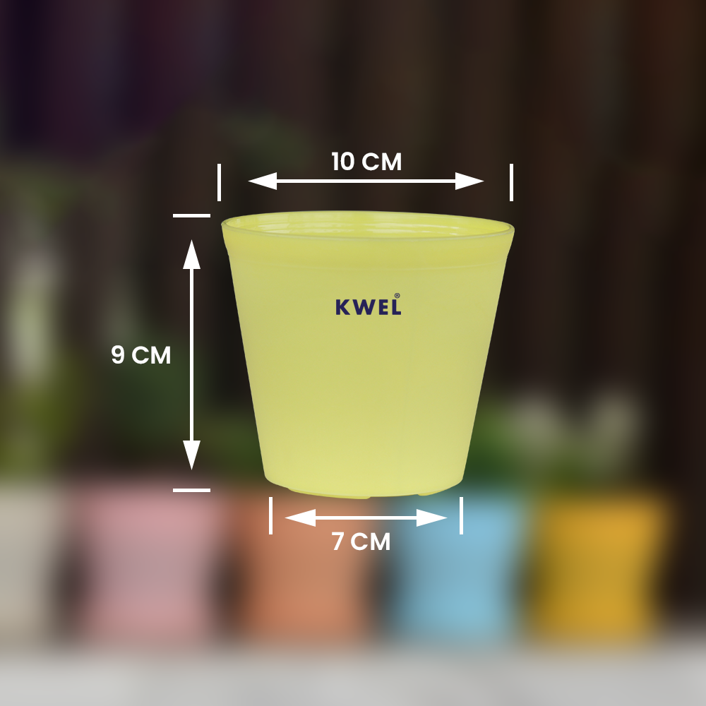 KWEL N Pot for Home Garden | Planters for Outdoor Balcony and Nursery | Flower Planting Pots Yellow (Pack of 6)