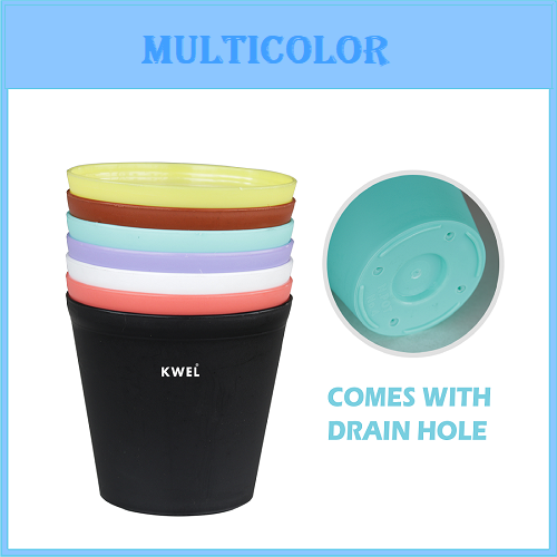 KWEL N Pot for Home Garden | Planters for Outdoor Balcony and Nursery | Flower Planting Pots Multicolor (Pack of 6)