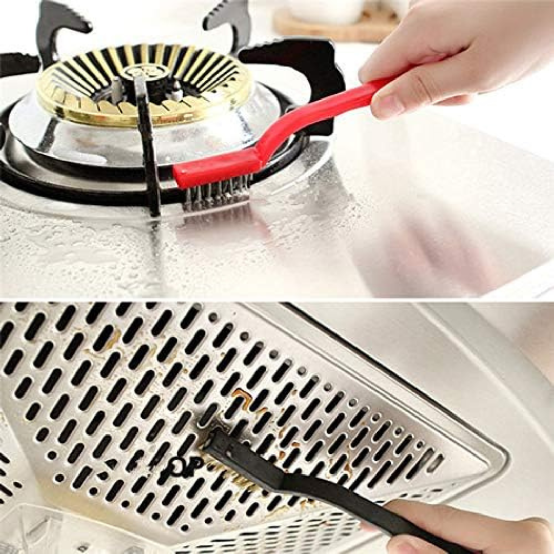 KWEL 3-in-1 Mini Wire Brush Set Brass, Nylon & Stainless Steel Bristles | Heavy-Duty Cleaning Brushes for Kitchen Gas Stove, Grill, Rust, BBQ & Metal Surface Cleaning Tool Kit (Pack of 6)