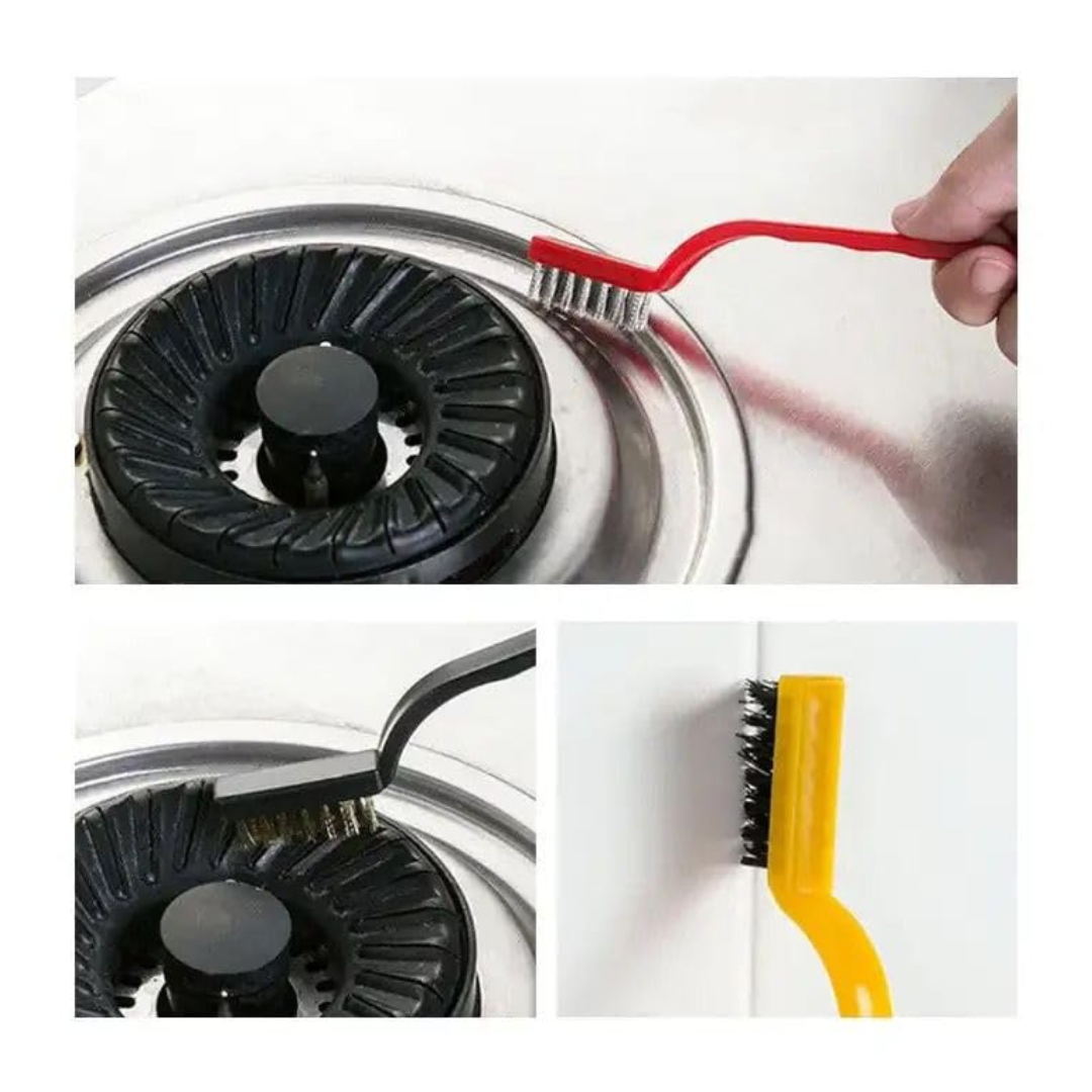 KWEL 3-in-1 Mini Wire Brush Set Brass, Nylon & Stainless Steel Bristles | Heavy-Duty Cleaning Brushes for Kitchen Gas Stove, Grill, Rust, BBQ & Metal Surface Cleaning Tool Kit (Pack of 6)