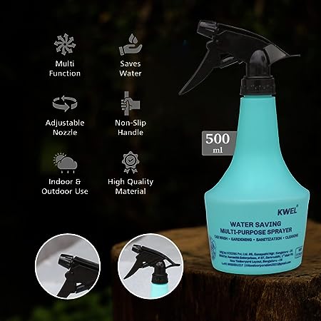 Kwel Spray Bottle (Aqua) 500 Ml Trigger Spray Bottle For Liquid Sprayer Unbreakable Plastic Multipurpose Sanitizer Spray Bottle (Blue | Pack Of 3), Hand Powered