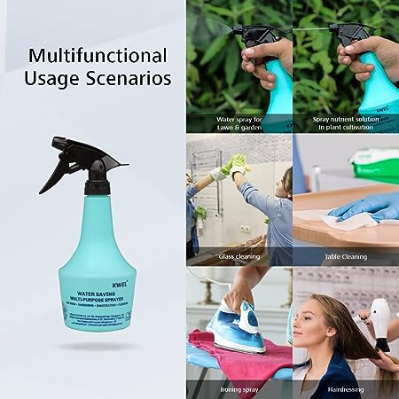 Kwel Spray Bottle (Aqua) 500 Ml Trigger Spray Bottle For Liquid Sprayer Unbreakable Plastic Multipurpose Sanitizer Spray Bottle (Blue | Pack Of 3), Hand Powered