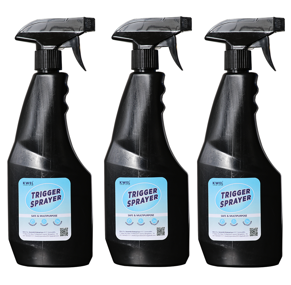 KWEL 500ml Spray Bottle for Sanitizer/Ironing/Garden/Office/Hospital/Multipurpose - Black