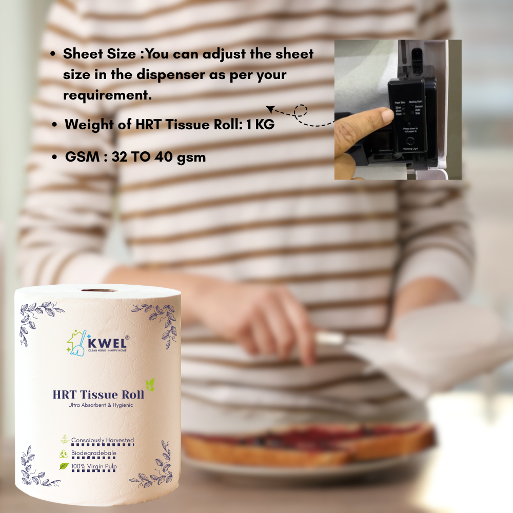KWEL HRT Tissue Roll | Premium Kitchen & Cleaning Roll (Pack of 2) | Super Absorbent & Strong for Hotels, Restaurants & Homes