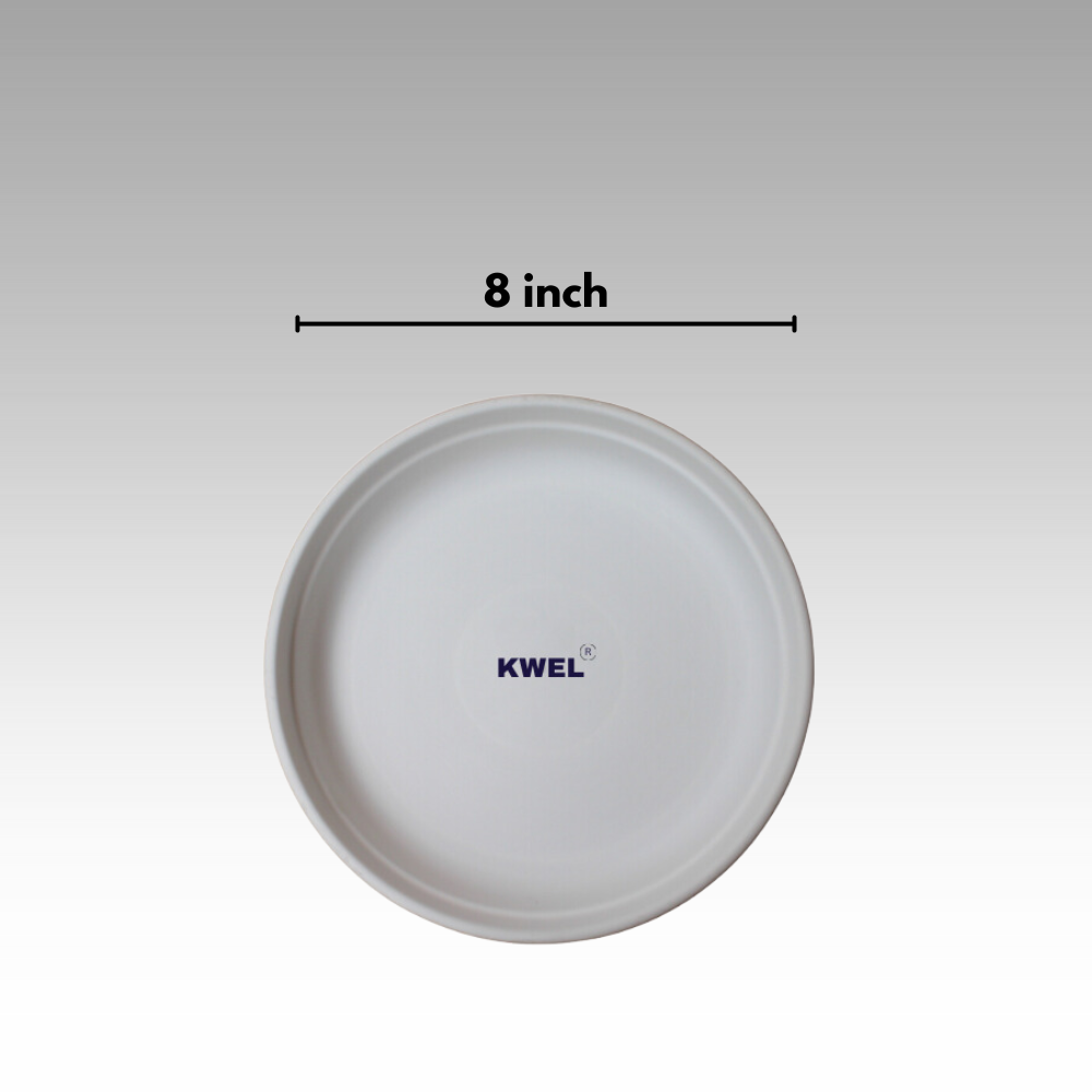KWEL UV Treated Round Bottom Tray White (Plate/Saucer/Size 8 inch)- Pack of 12