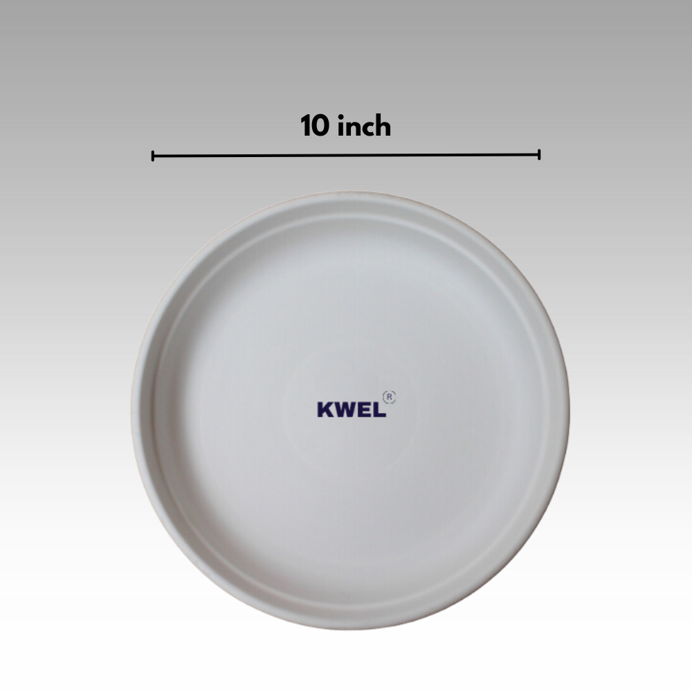 KWEL UV Treated Round Bottom Tray White (Plate/Saucer/Size 10 inch)- Pack of 8
