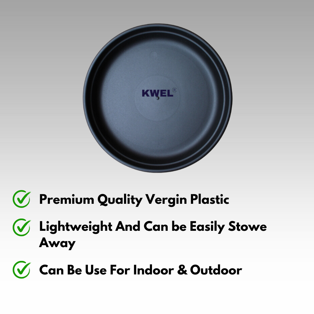 KWEL UV Treated Round Bottom Tray Black (Plate/Saucer/Size 11 inch)- Pack of 6
