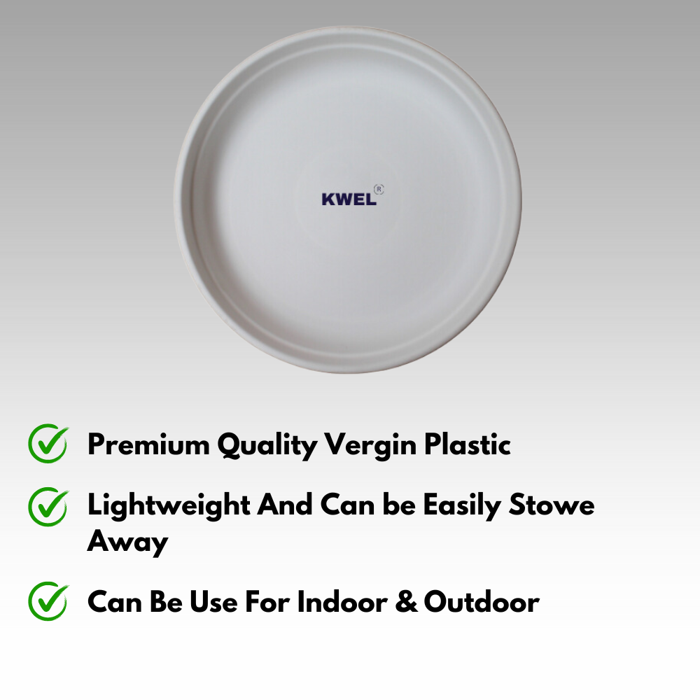 KWEL UV Treated Round Bottom Tray White (Plate/Saucer/Size 11 inch)- Pack of 6