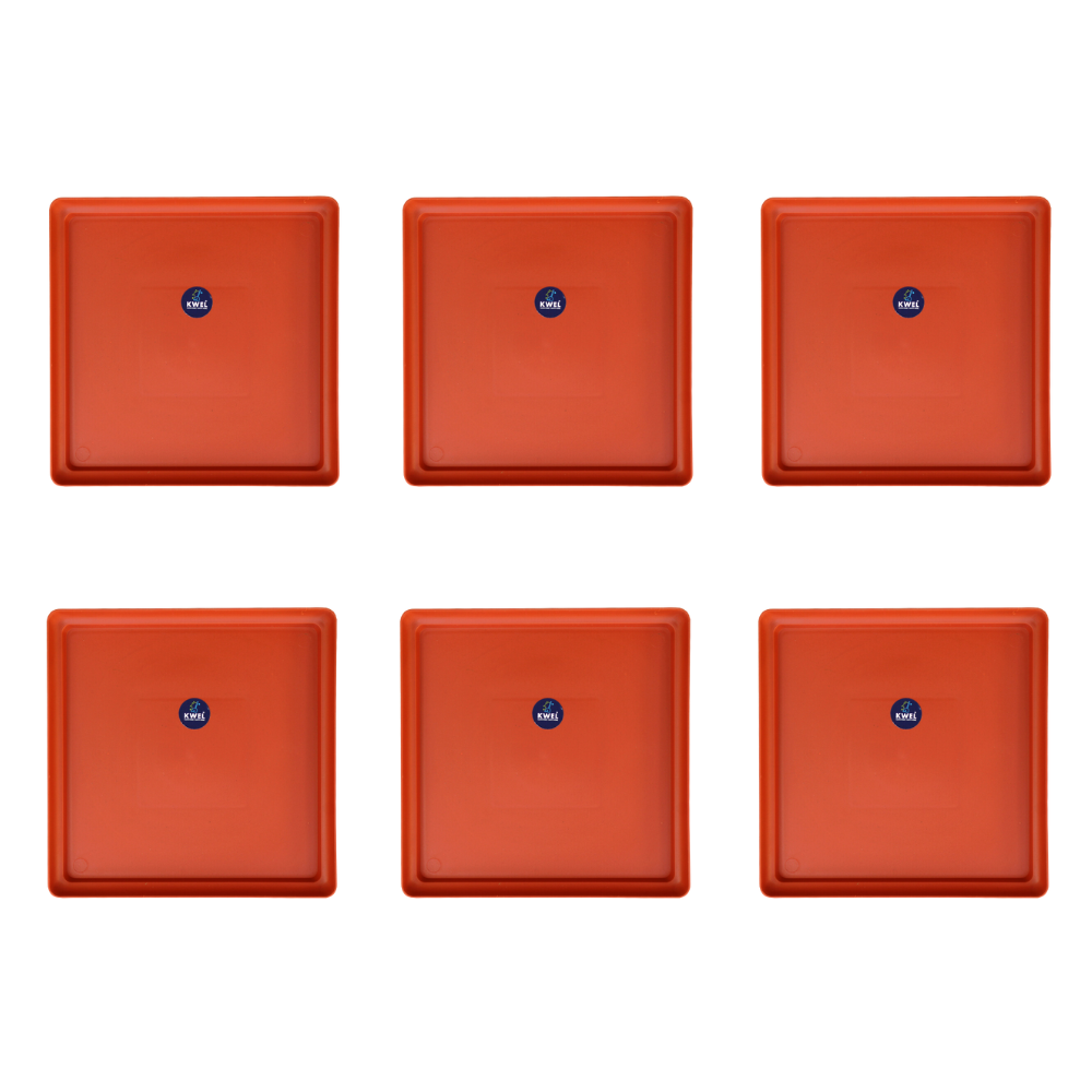KWEL UV Treated Square Bottom Tray, Plate for Garden Saucer Size 12 inch -Terracotta (Pack of 6)