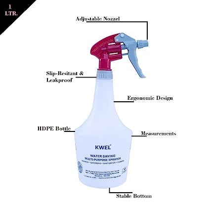 KWEL Unbreakable Plastic Empty Spray Bottles Double-Shot Trigger For Multipurpose Sprayer (pack of 3)