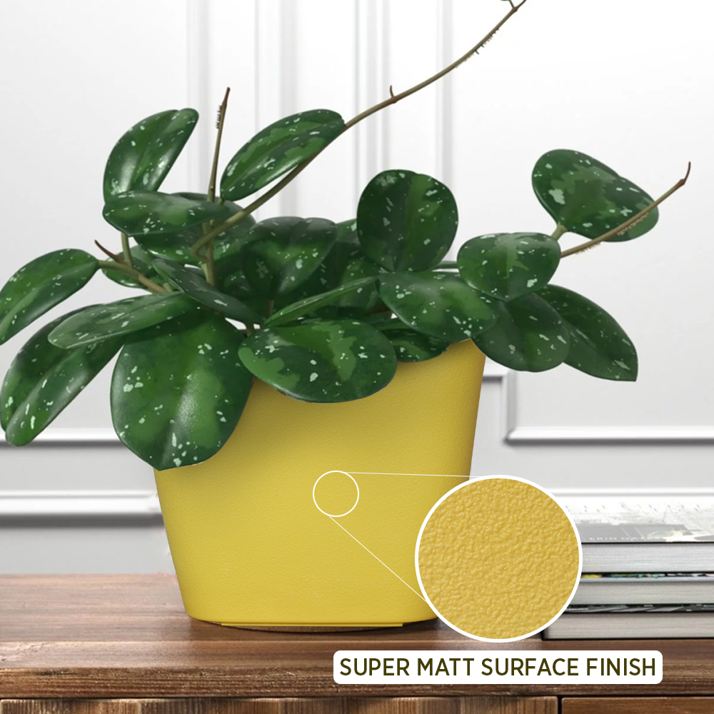 KWEL Daisy Pot Plastic Attractive Pot for Home Garden with Inner Tray Self Water Mechanism Size 9 Inch- Pack of 4 (Yellow)