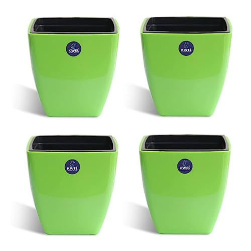 KWEL Daisy Self Watering Flower pots 5β Virgin Plastic Indoor Outdoor Balcony Flower Pot with Outer and Inner Flower Pot Pack of 4