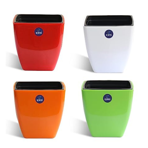 KWEL Daisy Self Watering Flower pots 5β Virgin Plastic Indoor Outdoor Balcony Flower Pot with Outer and Inner Flower Pot Pack of 4