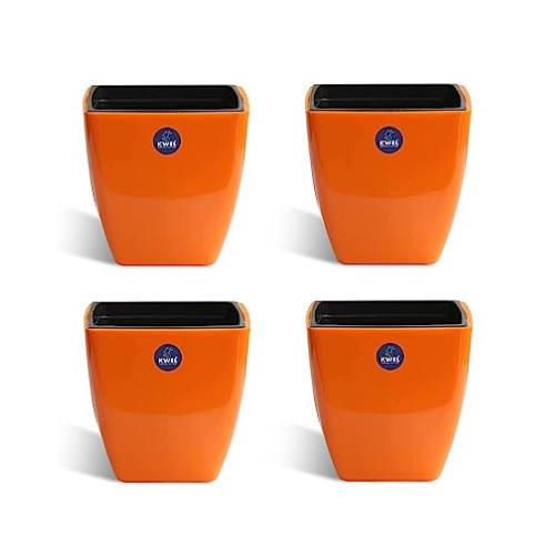 KWEL Daisy Self Watering Flower pots 5β Virgin Plastic Indoor Outdoor Balcony Flower Pot with Outer and Inner Flower Pot Pack of 4
