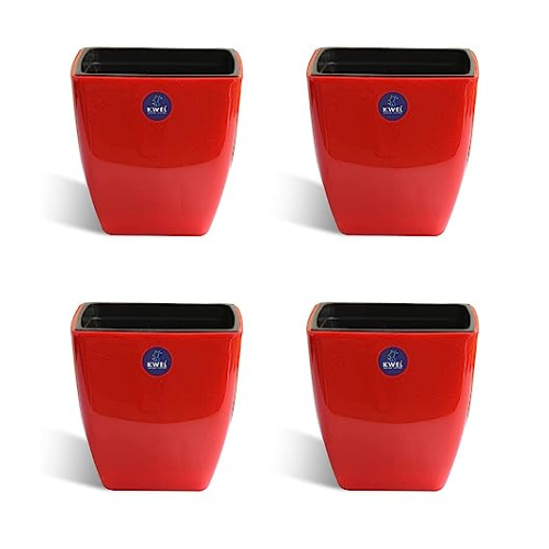 KWEL Daisy Self Watering Flower pots 5β Virgin Plastic Indoor Outdoor Balcony Flower Pot with Outer and Inner Flower Pot Pack of 4