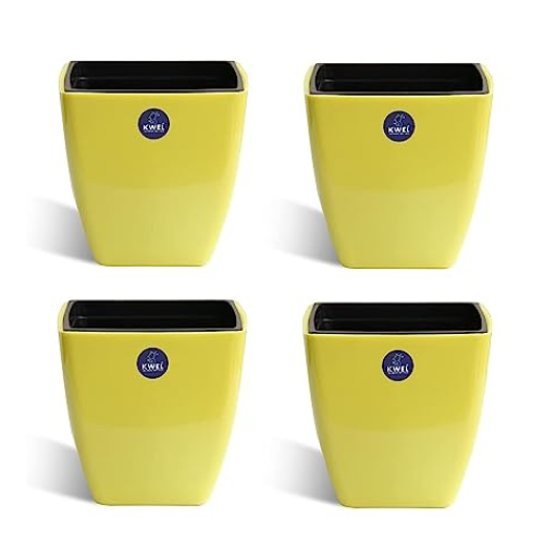 KWEL Daisy Self Watering Flower pots 5β Virgin Plastic Indoor Outdoor Balcony Flower Pot with Outer and Inner Flower Pot Pack of 4