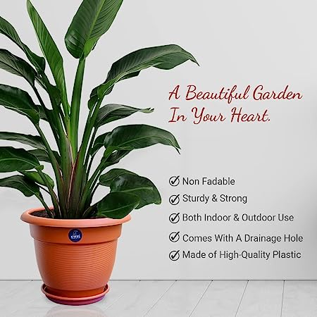 KWEL Flower Pots for Plants and Flowers with Free Tray Size 12Inch - Brown