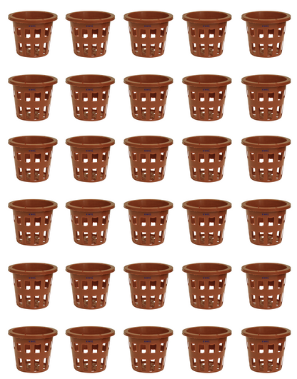 KWEL 4 Inch Net Pot Hydroponic/Aquaponic/Plant Sapling Pot Brown (Pack of 30)