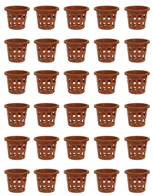 KWEL 4 Inch Net Pot Hydroponic/Aquaponic/Plant Sapling Pot Brown (Pack of 30)