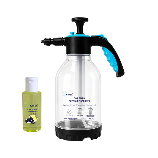 KWEL 2 Litre Foam Sprayer Combo with 100 ml Car Foam Shampoo | Manual Pressure Foam Sprayer | Thick Foam Car & Bike Washing Kit for Home & Garage