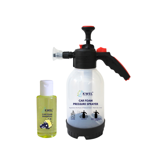KWEL Foam Pump Sprayer 2 Litter with 100ml Car Shampoo (Pack of 1) – High-Pressure Bottle for Car Wash, Bike Wash, Car Cleaning, Foam Sprayer, and Detailing