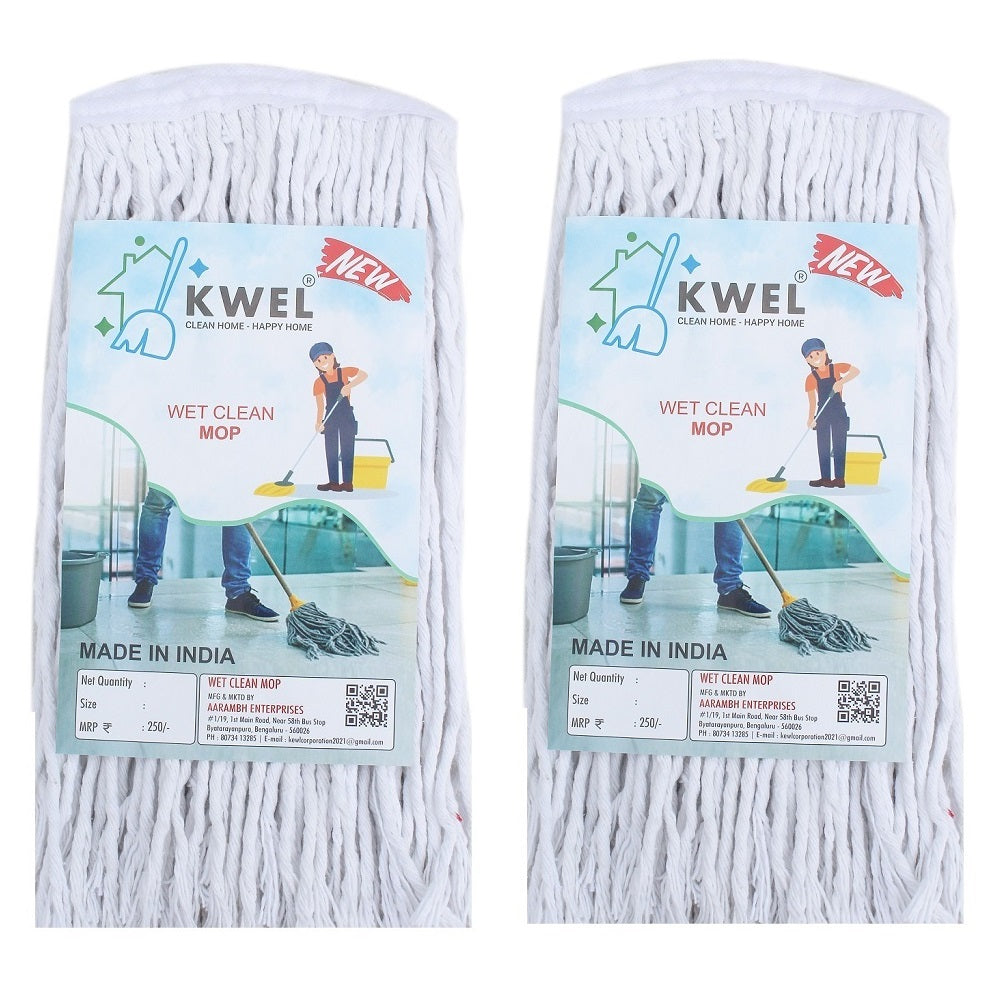 KWEL Wet mop Refill (250 Gm) For Floor mopping, (White)