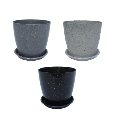 KWEL Divinity Pot 8inch with Bottom Tray For Home, Garden, Office, Multicolor (Pack of 3)