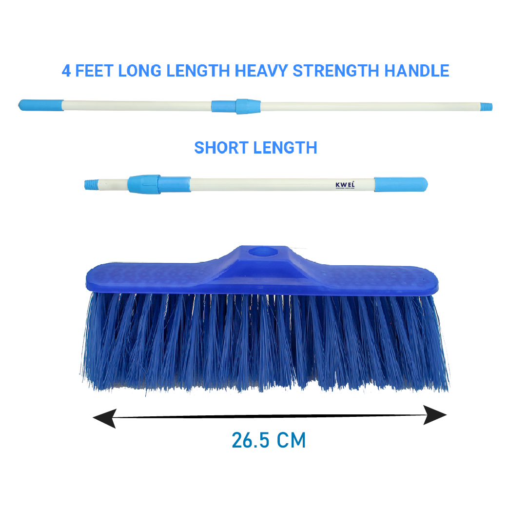 KWEL Heavy Duty Cleaning Soft Brush, with Telescopic Extendable Handle and Extra Head only 1