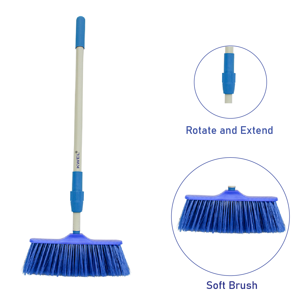 KWEL Heavy Duty Cleaning Soft Brush, with Telescopic Extendable Handle and Extra Head only 1