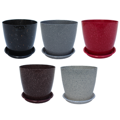 KWEL Divinity Pot 8inch with Bottom Tray For Home, Garden, Office, (Pack of 5) Multicolor.