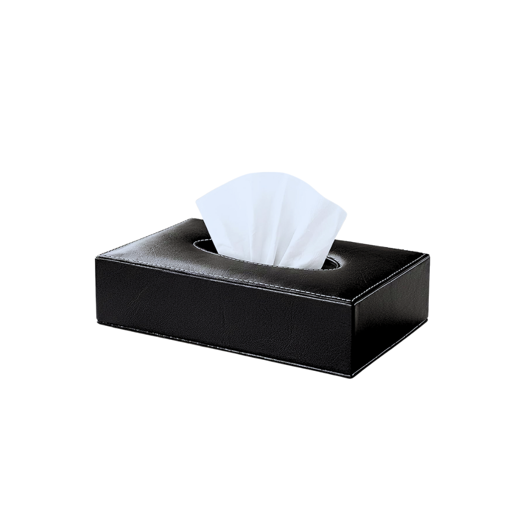 KWEL Rectangular Leather Tissue Box Holder for Dining Table | Water Resistant Face Wipes/Tissue Dispencer for Office Desks |with 80 Pulls Tissue Paper 1Pkt