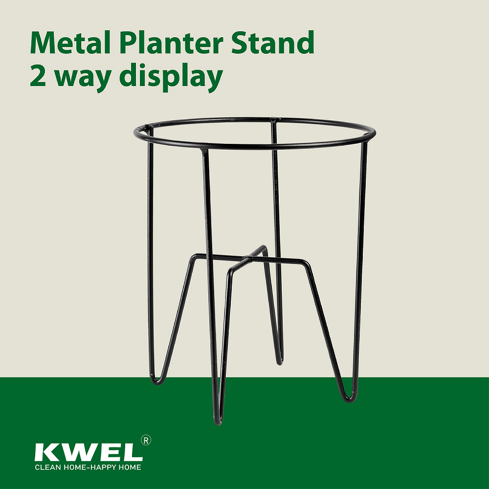 KWEL 2 Way Metal Planter Stand, Indoor/Outdoor Modern Plant Stand Black