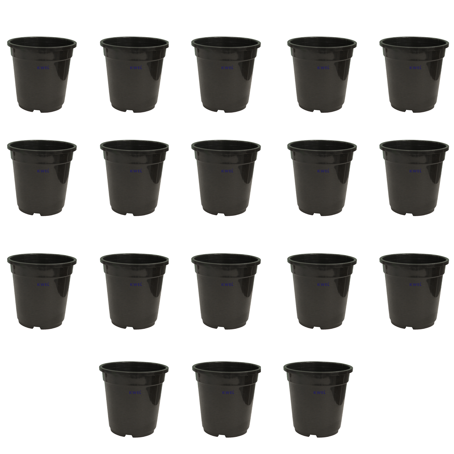 KWEL N Pot for Home Garden | Planters for Outdoor Balcony and Nursery | Flower Planting Pots Size 5" Black Color (Pack of 18)