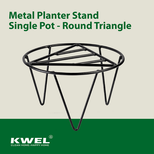 KWEL Metal Planter Stand Triangle Single Pot, Indoor/Outdoor Modern Plant Stand Black